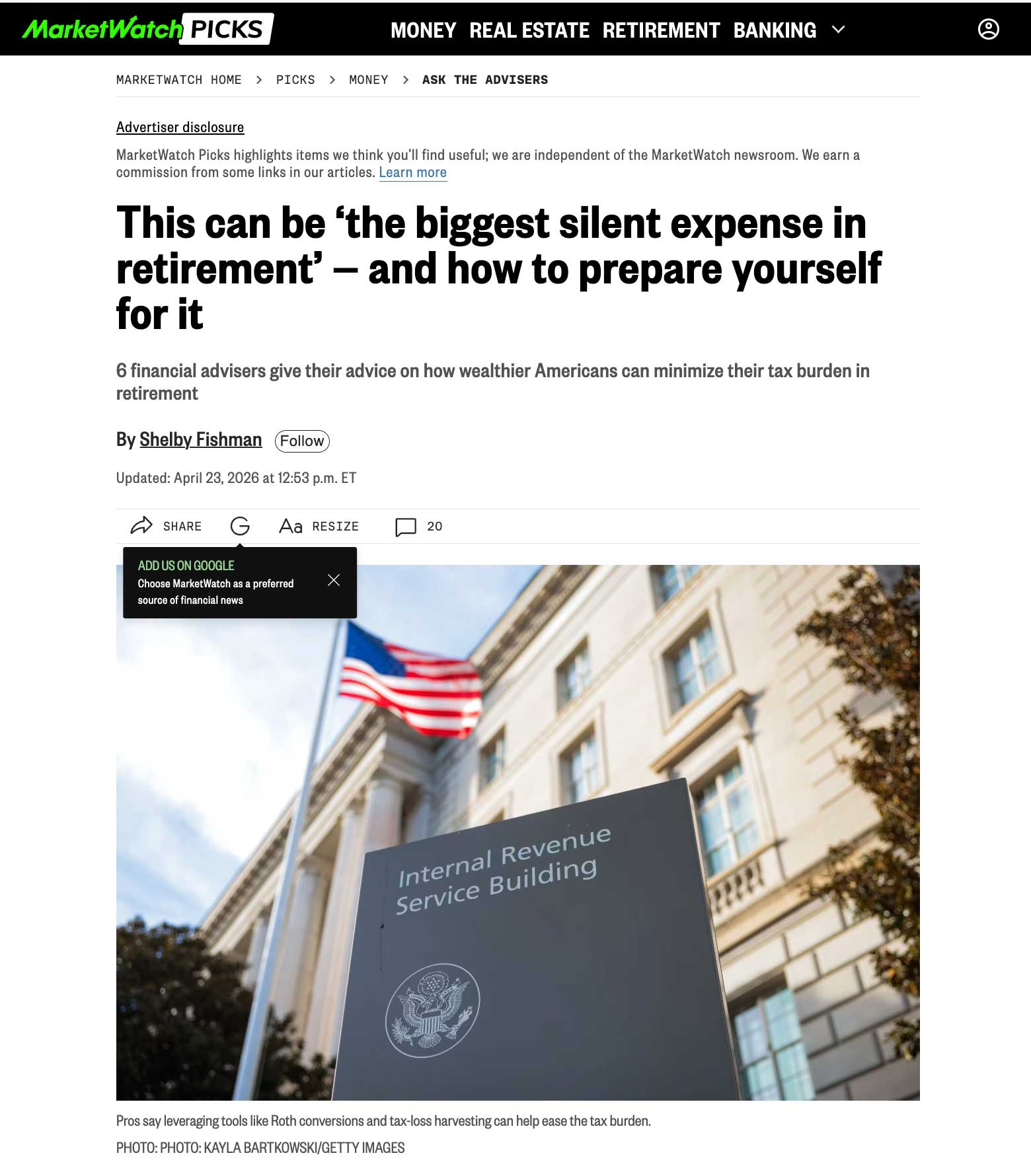 The Biggest Silent Expense in Retirement - Miser in the Media